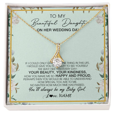 Alluring Beauty Necklace 18K Yellow Gold Finish | 1 | Personalized To My Daughter On Her Wedding Day Wedding Day Necklace From Mom Mother To Daughter Bride For Wedding Day Customized Gift Box Message Card | teecentury