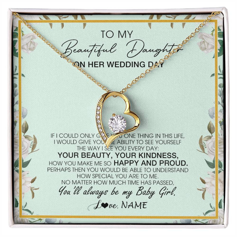 Forever Love Necklace 18K Yellow Gold Finish | 1 | Personalized To My Daughter On Her Wedding Day Wedding Day Necklace From Mom Mother To Daughter Bride For Wedding Day Customized Gift Box Message Card | teecentury