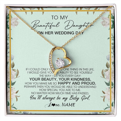 Forever Love Necklace 18K Yellow Gold Finish | 1 | Personalized To My Daughter On Her Wedding Day Wedding Day Necklace From Mom Mother To Daughter Bride For Wedding Day Customized Gift Box Message Card | teecentury