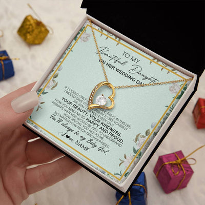 Forever Love Necklace 18K Yellow Gold Finish | 2 | Personalized To My Daughter On Her Wedding Day Wedding Day Necklace From Mom Mother To Daughter Bride For Wedding Day Customized Gift Box Message Card | teecentury