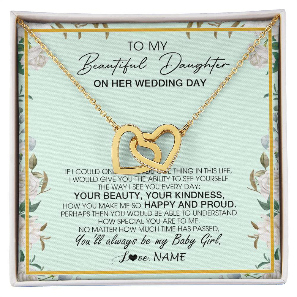 Interlocking Hearts Necklace 18K Yellow Gold Finish | 1 | Personalized To My Daughter On Her Wedding Day Wedding Day Necklace From Mom Mother To Daughter Bride For Wedding Day Customized Gift Box Message Card | teecentury