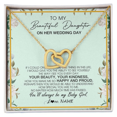Interlocking Hearts Necklace 18K Yellow Gold Finish | 1 | Personalized To My Daughter On Her Wedding Day Wedding Day Necklace From Mom Mother To Daughter Bride For Wedding Day Customized Gift Box Message Card | teecentury