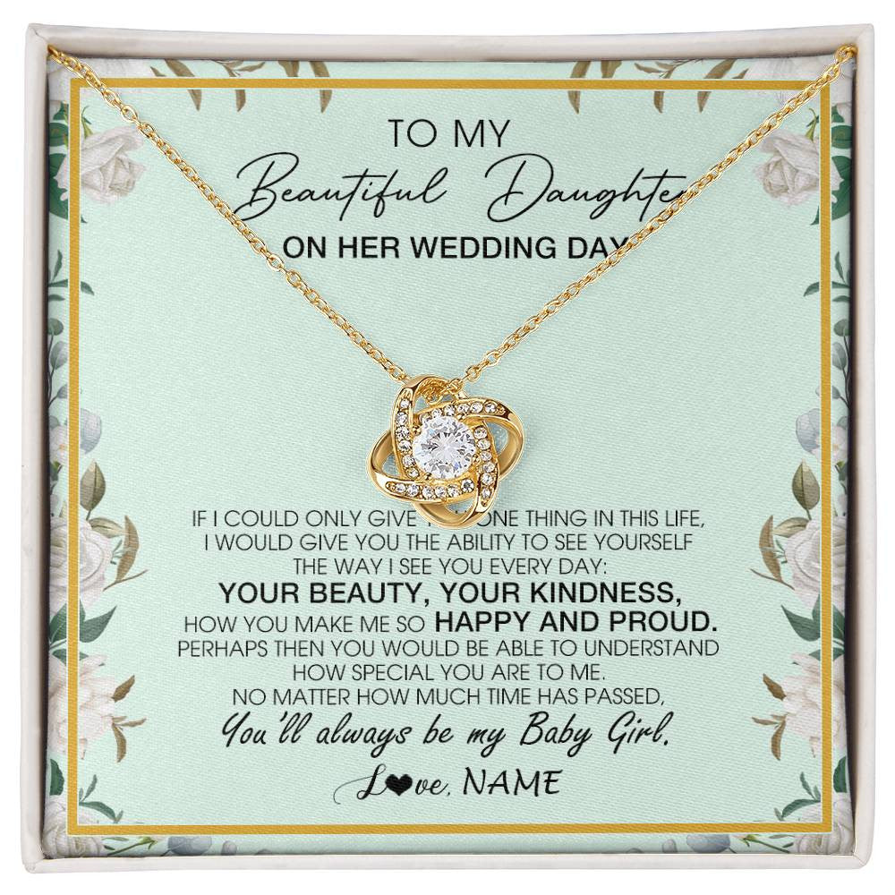 Love Knot Necklace 18K Yellow Gold Finish | 1 | Personalized To My Daughter On Her Wedding Day Wedding Day Necklace From Mom Mother To Daughter Bride For Wedding Day Customized Gift Box Message Card | teecentury