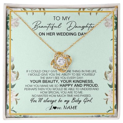 Love Knot Necklace 18K Yellow Gold Finish | 1 | Personalized To My Daughter On Her Wedding Day Wedding Day Necklace From Mom Mother To Daughter Bride For Wedding Day Customized Gift Box Message Card | teecentury