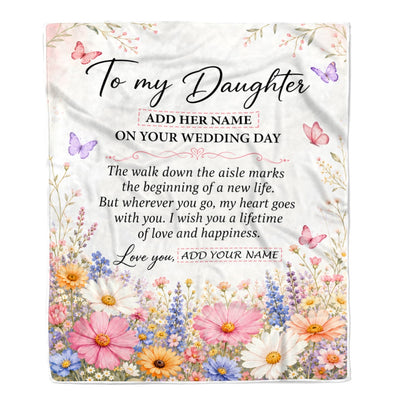 Personalized To My Daughter On Wedding Day Blanket From Mom Bridal Shower Gift For Bride From Mom Custom Name For Daughter Wedding Gifts Fleece Throw Blanket Shirt & Hoodie | teecentury