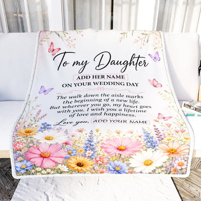 Personalized To My Daughter On Wedding Day Blanket From Mom Bridal Shower Gift For Bride From Mom Custom Name For Daughter Wedding Gifts Fleece Throw Blanket Shirt & Hoodie | teecentury