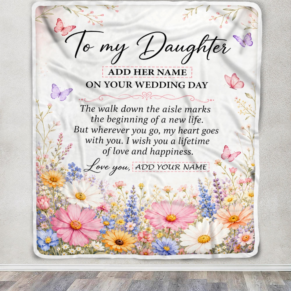 Personalized To My Daughter On Wedding Day Blanket From Mom Bridal Shower Gift For Bride From Mom Custom Name For Daughter Wedding Gifts Fleece Throw Blanket Shirt & Hoodie | teecentury