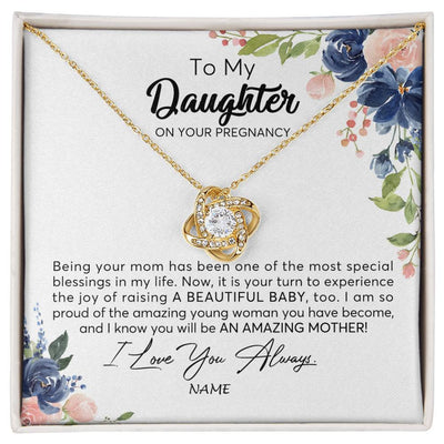 Love Knot Necklace 18K Yellow Gold Finish | Personalized To My Daughter On Your Pregnany Necklace You Will Be Amazing Mother Mama New Mom First Time Mothers Day Jewelry Customized Gift Box Message Card | teecentury