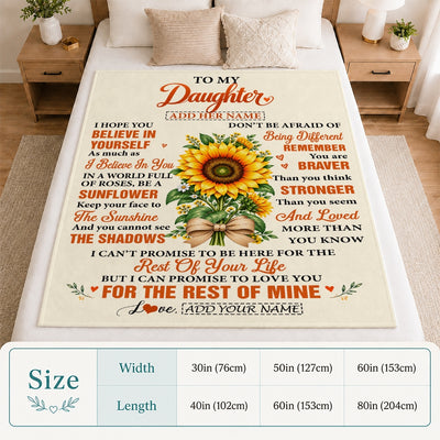 Personalized To My Daughter Sunflower From Mom Dad Blanket Inspirational Birthday Idea Daughter Gift Graduation Christmas Custom Fleece Throw Blanket | teecentury