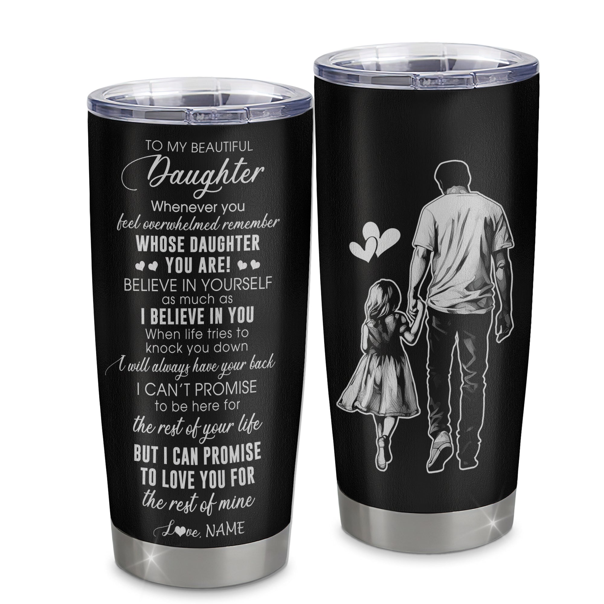 Personalized To My Daughter Tumbler From Dad Father Stainless Steel Cup Whenever You Feel Overwhelmed Daughter Birthday Graduation Christmas Travel Mug | teecentury