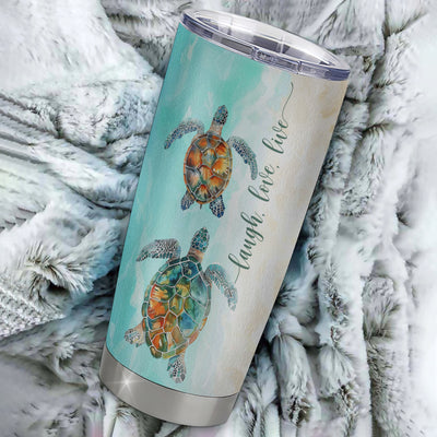 Personalized To My Daughter Tumbler From Mom Dad Mother Stainless Steel Cup Turtle Laugh Love Live I Love You Daughter Birthday Graduation Christmas Travel Mug | teecentury