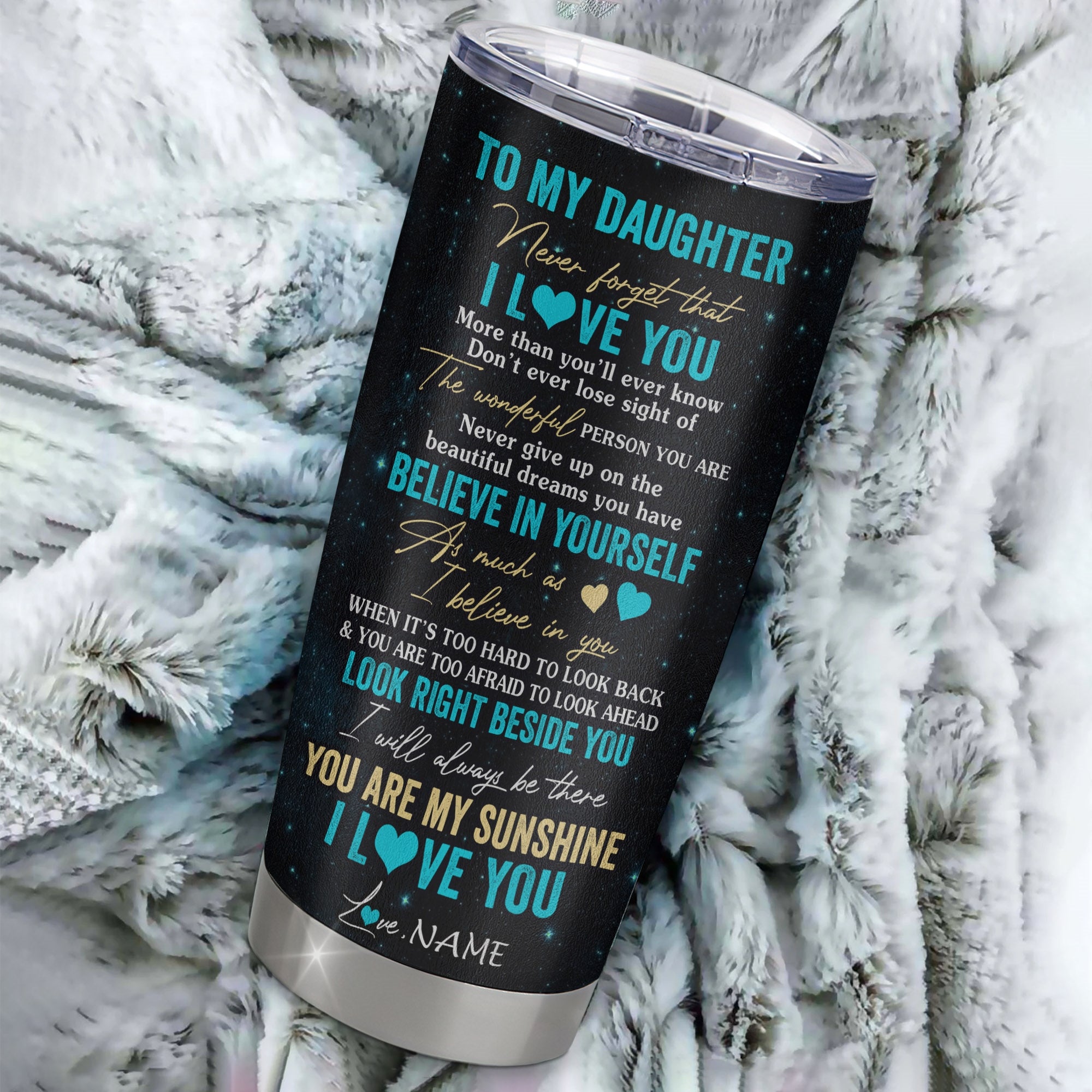 Personalized To My Daughter Tumbler From Mom Dad Stainless Steel Cup Never Forget I Love You White Tiger Daughter Birthday Graduation Christmas Travel Mug | teecentury