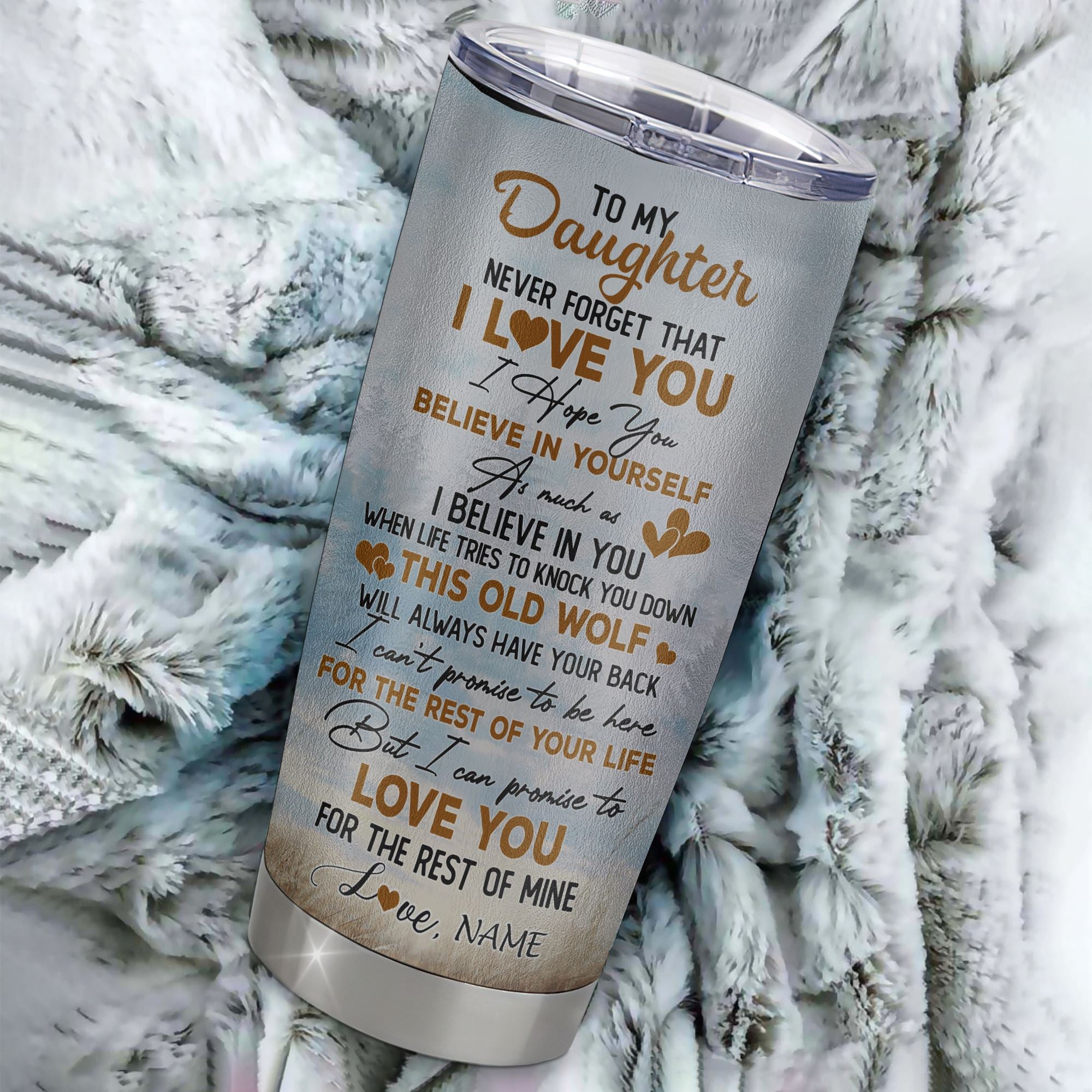 Personalized To My Daughter Tumbler From Mom Mother Dad Father Never Forget That I Love You Wolf Daughter Birthday Gifts Graduation Christmas Custom Travel Mug | teecentury