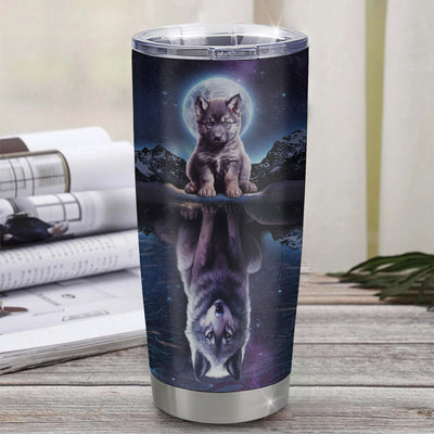 Personalized To My Daughter Tumbler From Mom Mother Dad Father Stainless Steel Cup I Close My Eyes Wolf Daughter Birthday Gifts Graduation Christmas Custom Travel Mug | teecentury