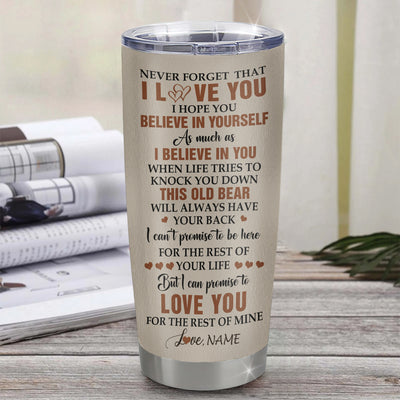 Personalized To My Daughter Tumbler From Mom Mother Dad Father Stainless Steel Cup This Old Bear Love You Daughter Birthday Gifts Graduation Christmas Custom Travel Mug | teecentury