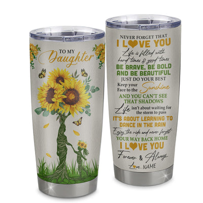 Personalized To My Daughter Tumbler From Mom Mother Mother Stainless Steel Cup Never Forget That I Love You Sunflower Daughter Birthday Christmas Travel Mug | teecentury