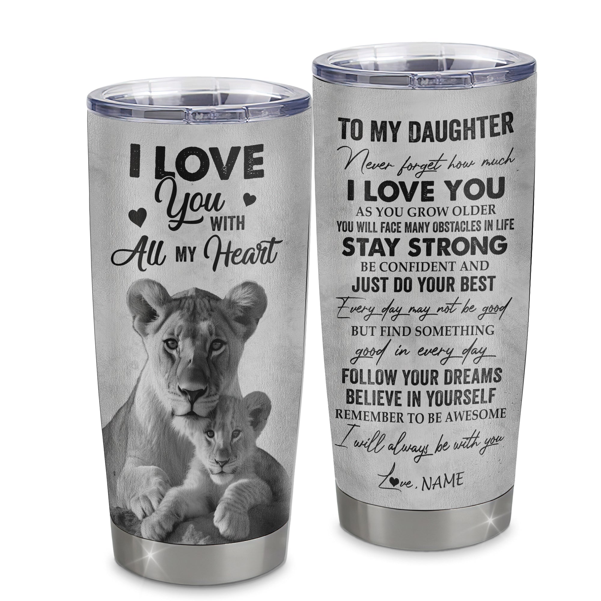 Personalized To My Daughter Tumbler From Mom Mother Stainless Steel Cup I Love You With All My Heart Daughter Birthday Graduation Christmas Travel Mug | teecentury