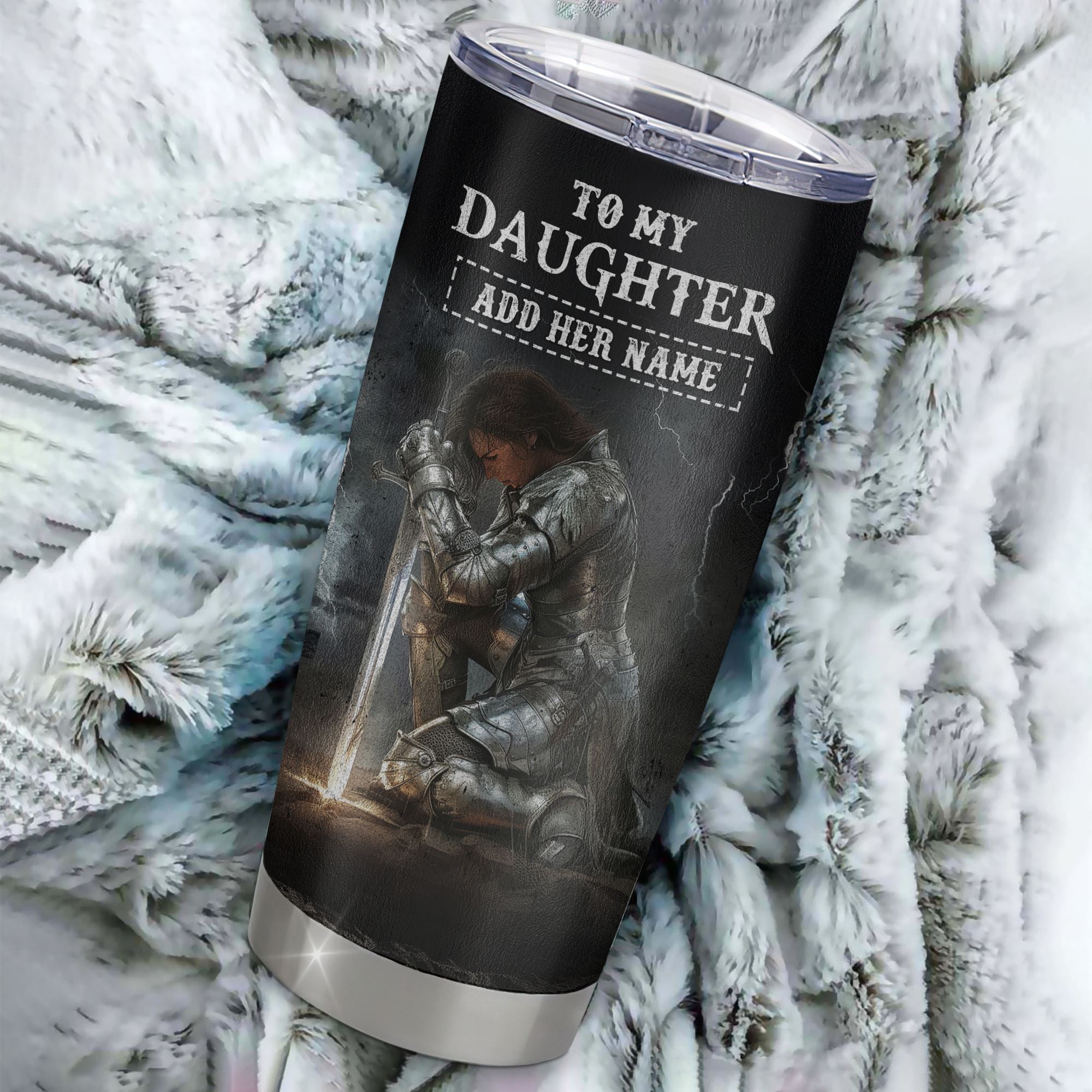 Personalized To My Daughter Tumbler Women Warrior Knights Templar I Am The Storm Best Daughter Birthday Gifts Graduation Christmas Custom Stainless Steel Cup Travel Mug | teecentury