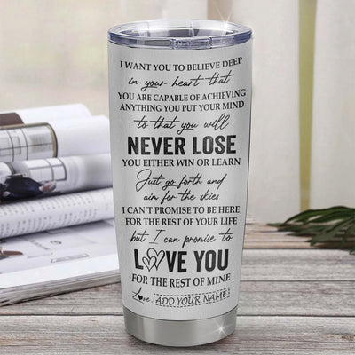Personalized To My Daughter Tumbler You Will Never Lose From Dad Father Daughter Birthday Gifts Graduation Christmas Custom Stainless Steel Cup Travel Mug | teecentury
