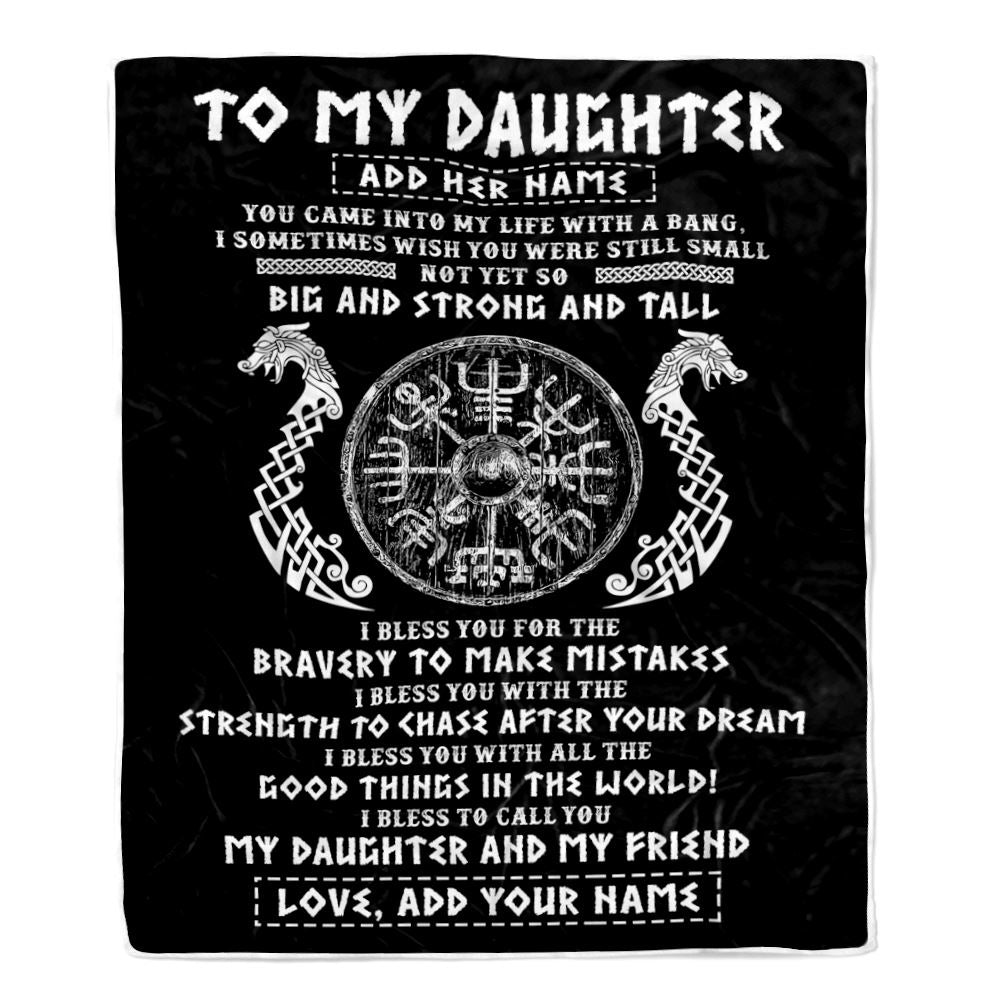 Personalized To My Daughter Viking Blanket From Dad My Daughter And My Friend Scandinavian Norse Daughter Birthday Gifts Christmas Customized Fleece Blanket | teecentury