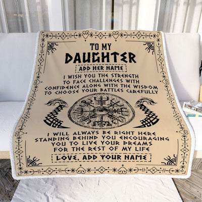 Personalized To My Daughter Viking Blanket From Mom Dad I Wish You The Strength Scandinavian Norse Runes Viking For Women Birthday Gifts Fleece Blanket | teecentury