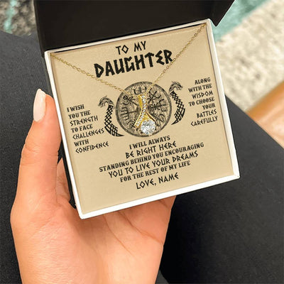 Alluring Beauty Necklace 18K Yellow Gold Finish | 2 | Personalized To My Daughter Viking Necklace I Wish You The Strength Scandinavian Norse Runes Viking Women Birthday Christmas Customized Gift Box Message Card | teecentury