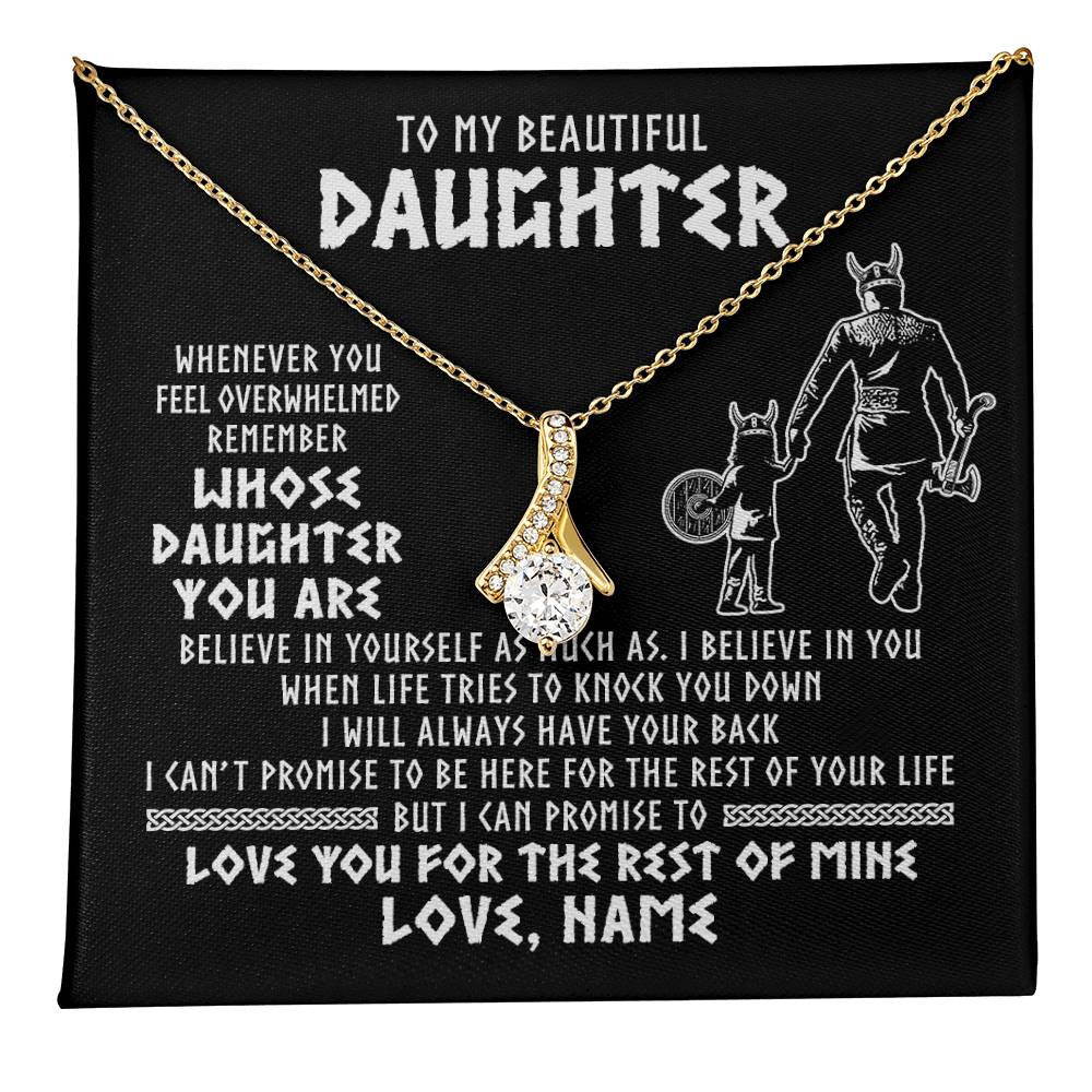 Alluring Beauty Necklace 18K Yellow Gold Finish | 1 | Personalized To My Daughter Viking Necklace Whenever You Feel Overwhelmed Daughter Birthday Christmas Jewelry Customized Gift Box Message Card | teecentury