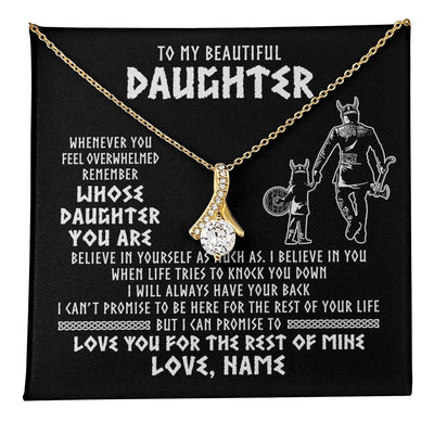 Alluring Beauty Necklace 18K Yellow Gold Finish | 1 | Personalized To My Daughter Viking Necklace Whenever You Feel Overwhelmed Daughter Birthday Christmas Jewelry Customized Gift Box Message Card | teecentury