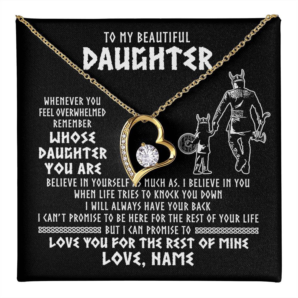 Forever Love Necklace 18K Yellow Gold Finish | 1 | Personalized To My Daughter Viking Necklace Whenever You Feel Overwhelmed Daughter Birthday Christmas Jewelry Customized Gift Box Message Card | teecentury