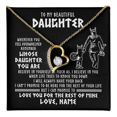 Forever Love Necklace 18K Yellow Gold Finish | 1 | Personalized To My Daughter Viking Necklace Whenever You Feel Overwhelmed Daughter Birthday Christmas Jewelry Customized Gift Box Message Card | teecentury