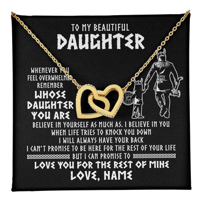 Interlocking Hearts Necklace 18K Yellow Gold Finish | 1 | Personalized To My Daughter Viking Necklace Whenever You Feel Overwhelmed Daughter Birthday Christmas Jewelry Customized Gift Box Message Card | teecentury