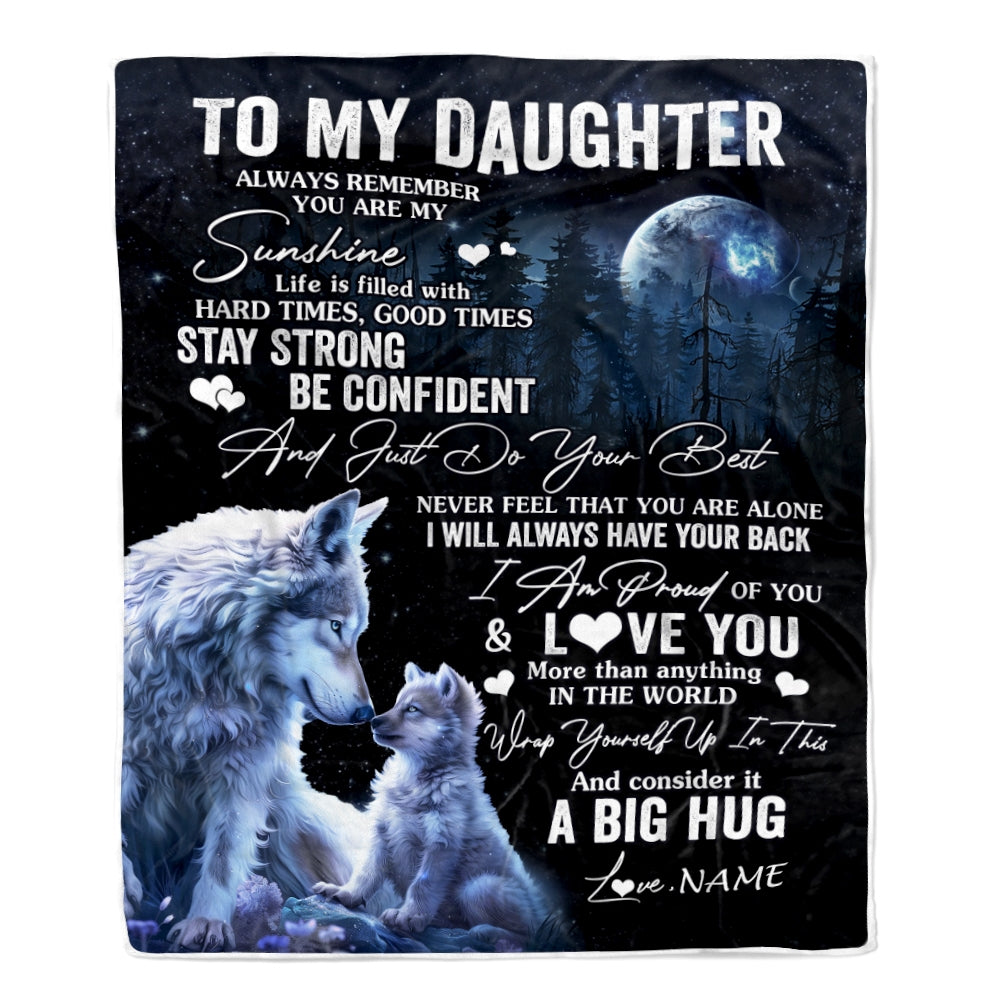 Personalized To My Daughter Wolf Blanket From Mom Dad Mother Always Remember Daughter Birthday Travel Graduation Christmas Customized Fleece Throw Blanket | teecentury