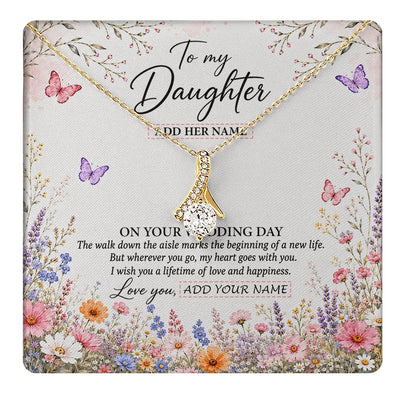 Alluring Beauty Necklace 18K Yellow Gold Finish | 1 | Personalized To My Daughter on Wedding Day Necklace From Mom Bridal Shower Gift for Bride from Mom Custom Name for Daughter Wedding Gift Box Message Card | https://teecentury.