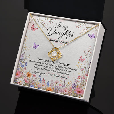 Love Knot Necklace 18K Yellow Gold Finish | 2 | Personalized To My Daughter on Wedding Day Necklace From Mom Bridal Shower Gift for Bride from Mom Custom Name for Daughter Wedding Gift Box Message Card | https://teecentury.
