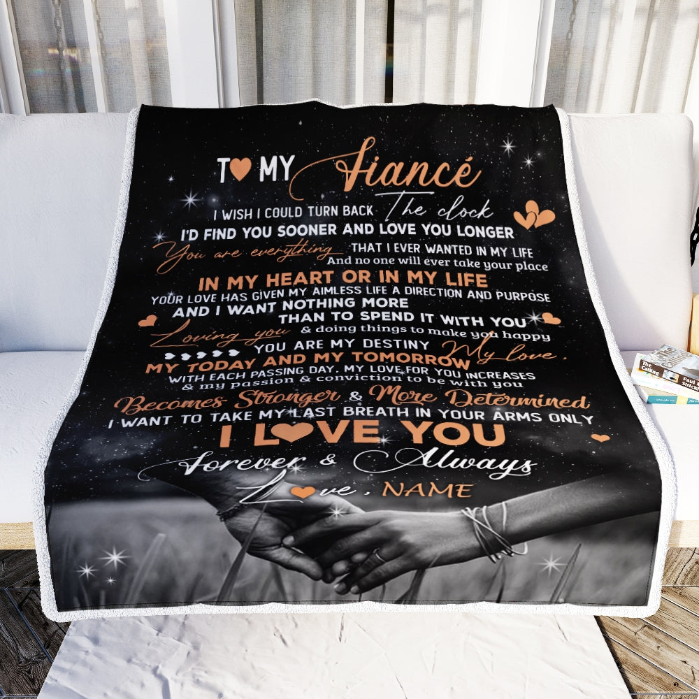 Personalized To My Fiance Blanket From Fiancee I'd Find You Sooner Love You Longer Fiance Anniversary Wedding Valentines Day Christmas Fleece Throw Blanket Blanket | Teecentury.com