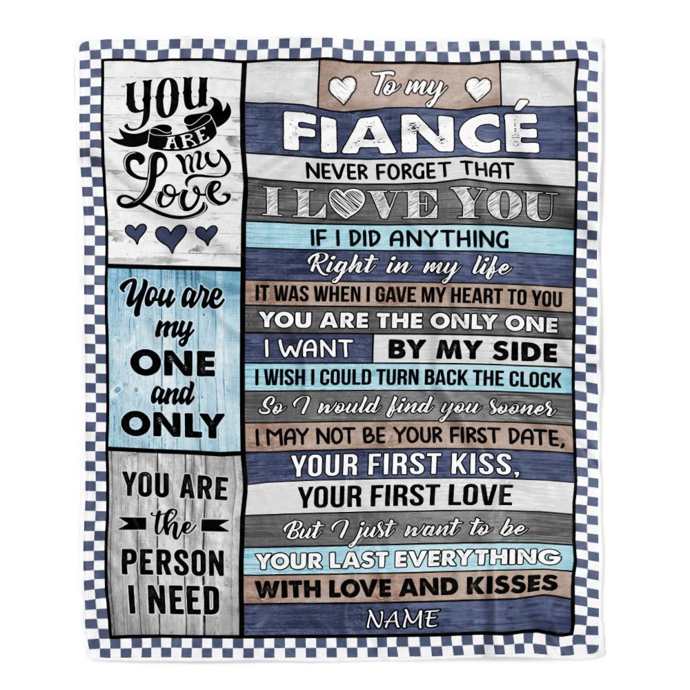 Personalized To My Fiancé Blanket From Fiancée Wood You Are My Love Him Birthday Romantic Anniversary Valentines Christmas Customized Gift Fleece Blanket | teecentury