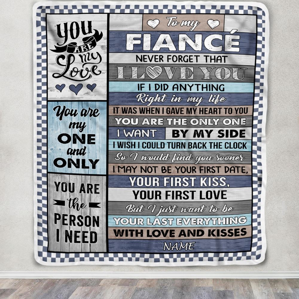 Personalized To My Fiancé Blanket From Fiancée Wood You Are My Love Him Birthday Romantic Anniversary Valentines Christmas Customized Gift Fleece Blanket | teecentury