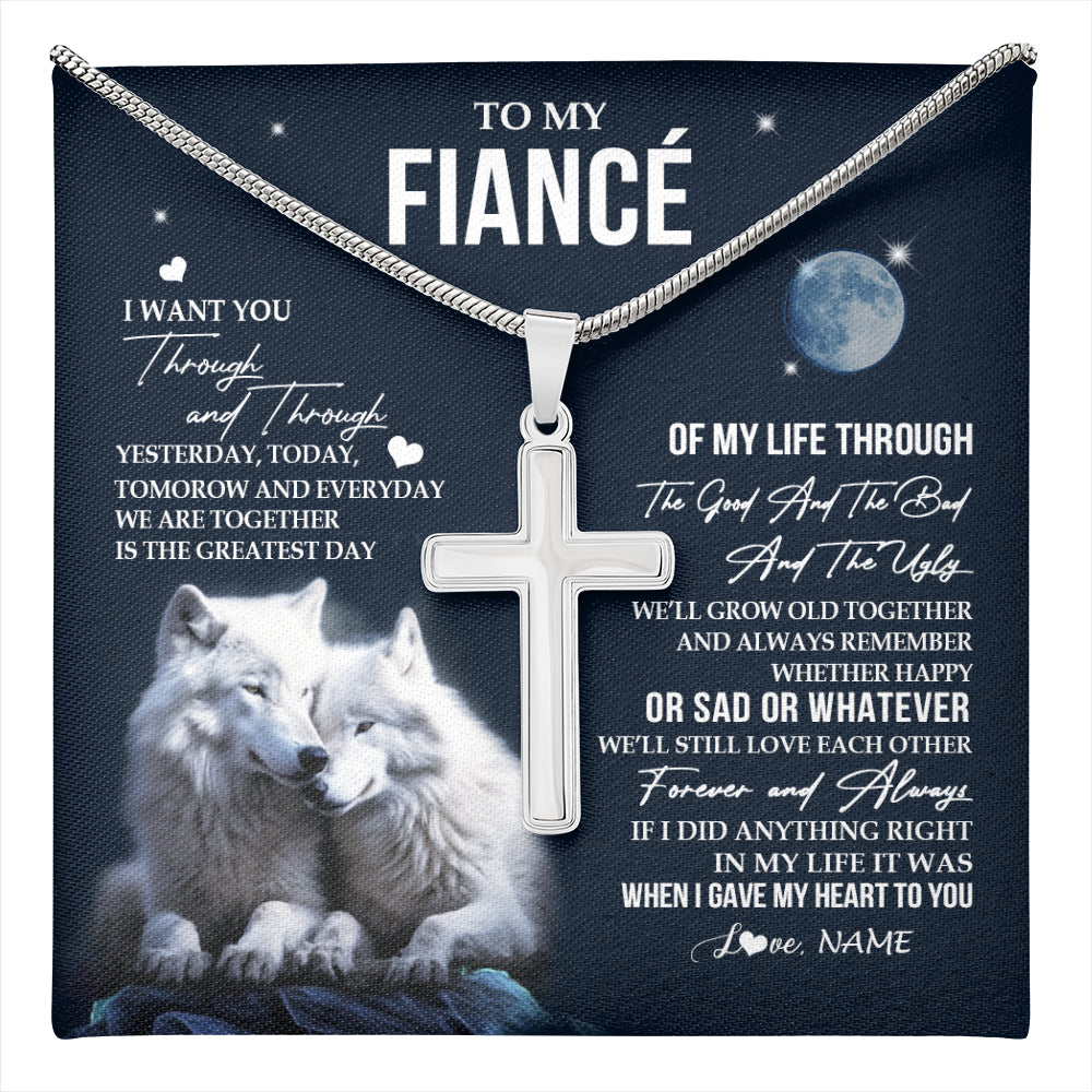 Stainless Cross Necklace Stainless Steel | 1 | Personalized To My Fiancé Canvas From Fiancée I Want You Wolf Fiancé Birthday Gifts For Him Anniversary Valentines Day Christmas Custom Wall Art Print Framed Canvas | teecentury