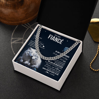 Cuban Link Chain Necklace Stainless Steel | 2 | Personalized To My Fiancé Necklace From Fiancée I Want You Wolf Fiancé Birthday For Him Anniversary Valentines Day Christmas Customized Gift Box Message Card | teecentury