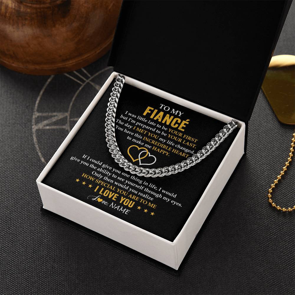 Cuban Link Chain Necklace Stainless Steel | 2 | Personalized To My Fiancé Necklace From Fiancée If I Could Give You Fiancé Future Husband Anniversary Day Birthday Christmas Customized Gift Box Message Card | teecentury