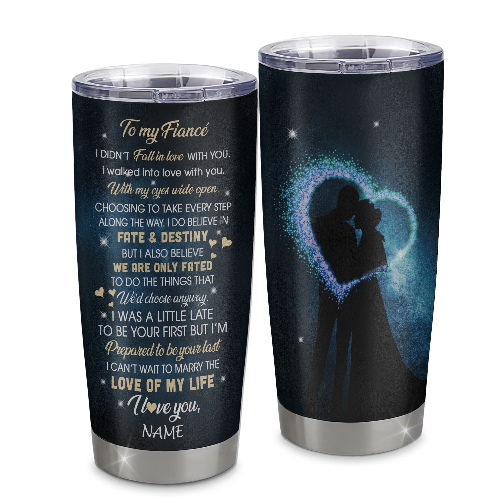 Personalized To My Fiance Tumbler Fall In Love With You Future Husband Fiance Birthday Anniversary Romantic Gift Valentines Day Christmas Custom Travel Mug | teecentury