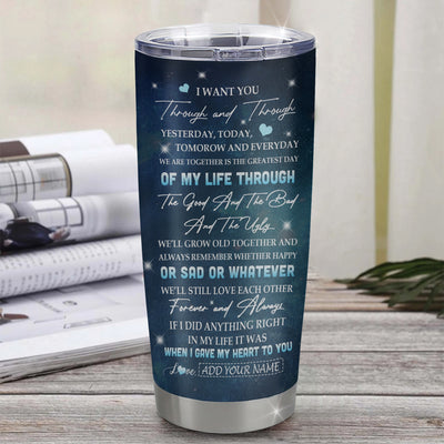 Personalized To My Fiancé Tumbler From Fiancée I Want You Wolf Fiancé Birthday Gifts For Him Anniversary Valentines Christmas Custom Stainless Steel Travel Mug | teecentury