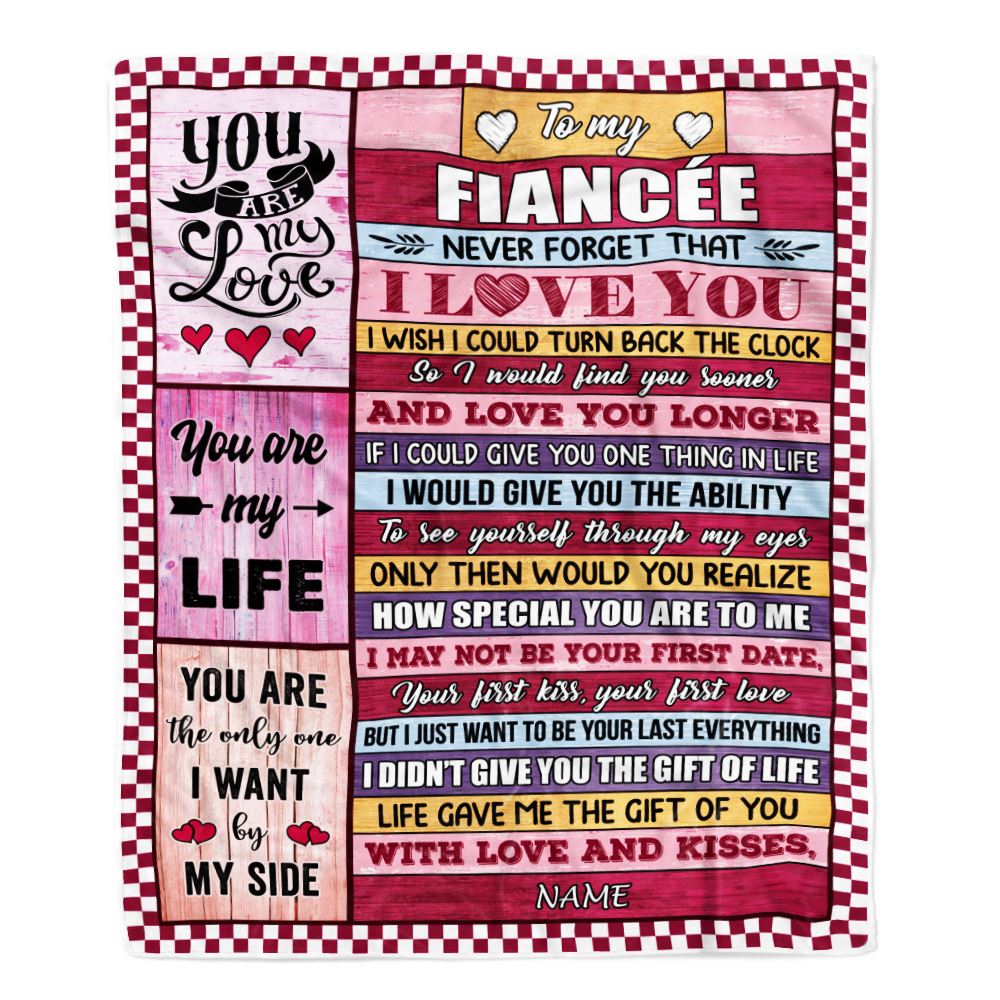 Personalized To My Fiancée Blanket From Fiancé Wood Never Forget I Love You Birthday Anniversary Valentines Day Christmas Customized Gift Fleece Blanket | teecentury