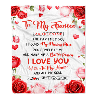Personalized To My Fiancée Blanket The Day I Met You Gifts For Fiancée Anniversary Romantic For Women Valentines Birthday Gifts Christmas Fleece Blanket | teecentury