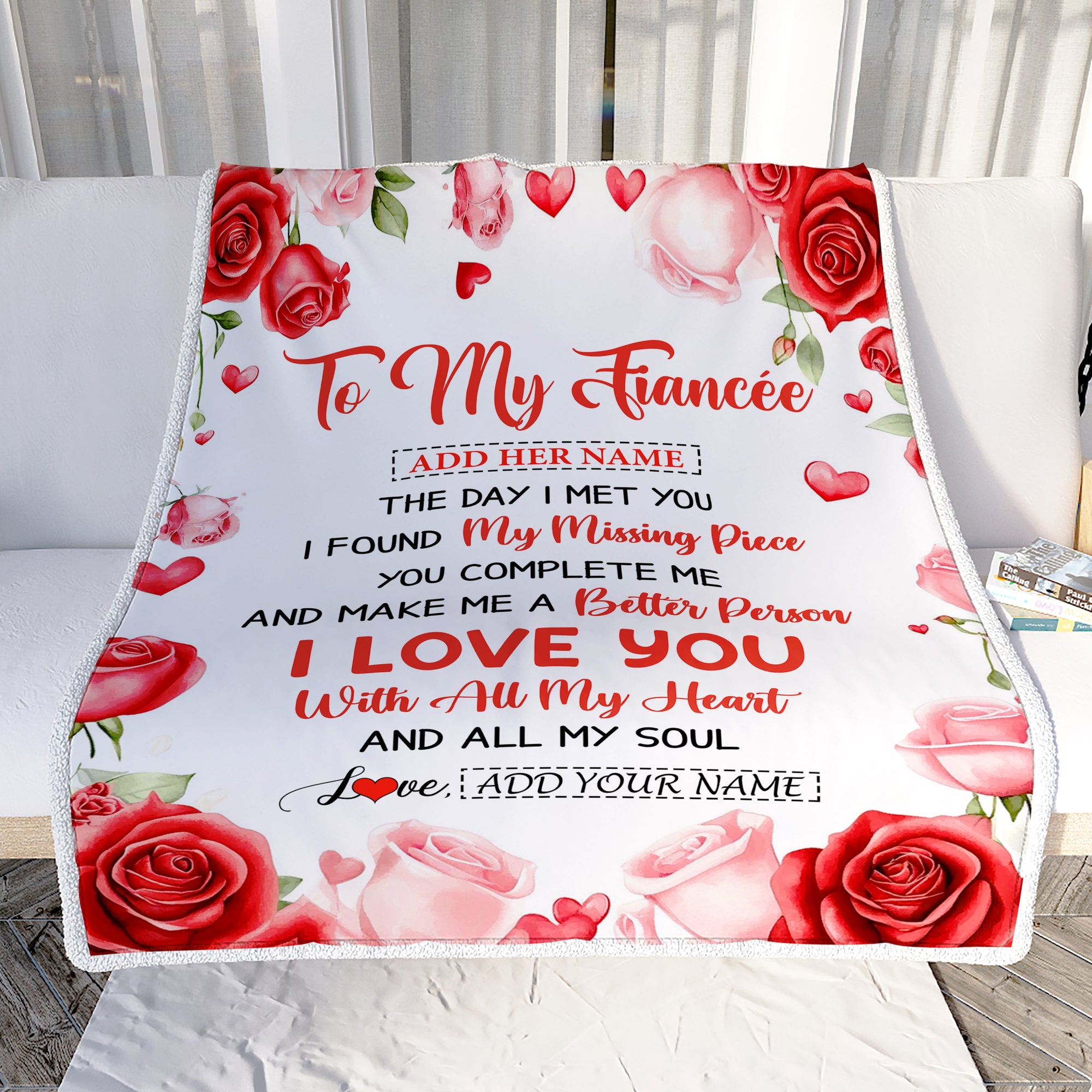 Personalized To My Fiancée Blanket The Day I Met You Gifts For Fiancée Anniversary Romantic For Women Valentines Birthday Gifts Christmas Fleece Blanket | teecentury