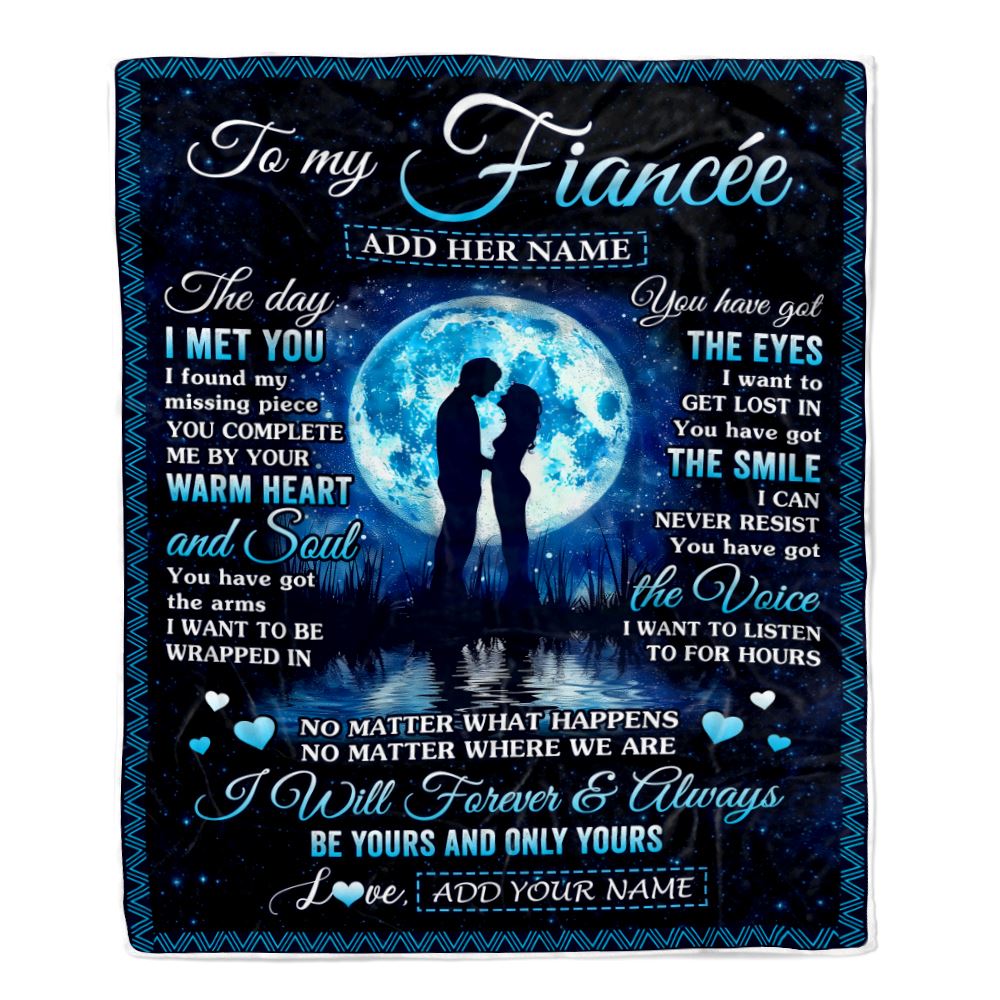 Personalized To My Fiancée Blanket Wood The Day I Met You Future Wife Birthday Gifts Romantic Valentines Day For Her Christmas Customized Fleece Blanket | teecentury