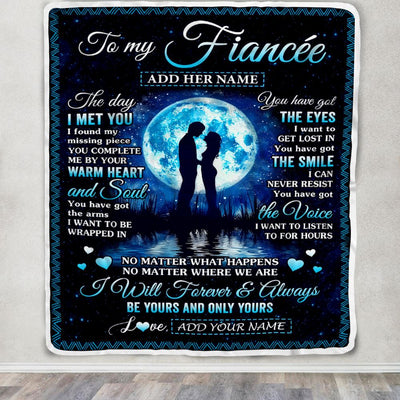 Personalized To My Fiancée Blanket Wood The Day I Met You Future Wife Birthday Gifts Romantic Valentines Day For Her Christmas Customized Fleece Blanket | teecentury