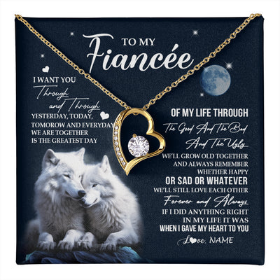 Forever Love Necklace 18K Yellow Gold Finish | 1 | Personalized To My Fiancée Canvas From Fiancé I Want You Wolf Fiancee Birthday Gifts For Her Anniversary Valentines Day Christmas Custom Wall Art Print Framed Canvas | teecentury