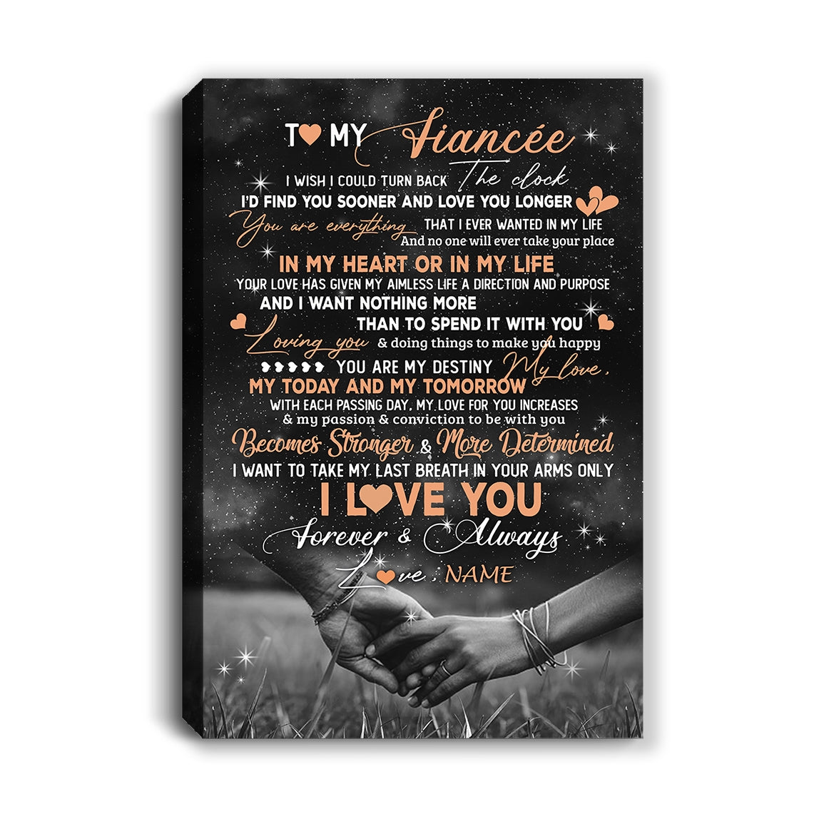 Personalized To My Fiancee Canvas From Fiance Love You Longer Fiancee Birthday Gift Anniversary Wedding Valentines Day Christmas Custom Wall Art Print Framed Canvas | teecentury