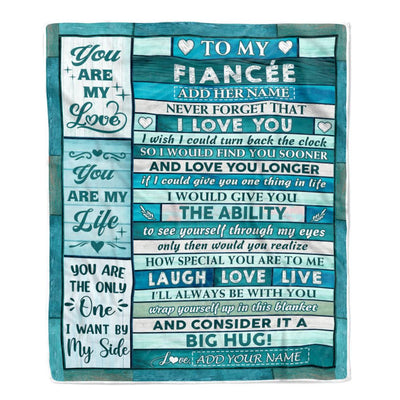 Personalized To My Fiancée From Fiancé Blanket Wood You Are My Love Birthday Gifts For Fiancee Anniversary Romantic Valentines Day Christmas Fleece Blanket | teecentury
